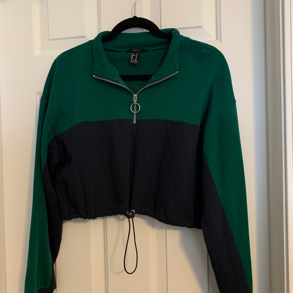 Cropped quarter zip sweatshirt